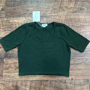 Seraphine Dark Green Ribbed Knit U-Neck Maternity & Nursing Top